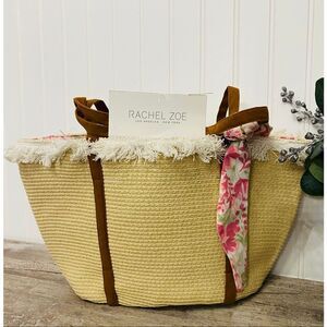 Rachel Zoe Bohemian Raffia Fringe Beach Tote